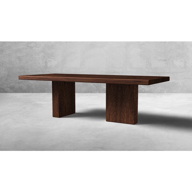 Contemporary Westland Studio Hand Crafted Walnut Dining Table With Carved Textured Abstract Base For Sale - Image 3 of 7