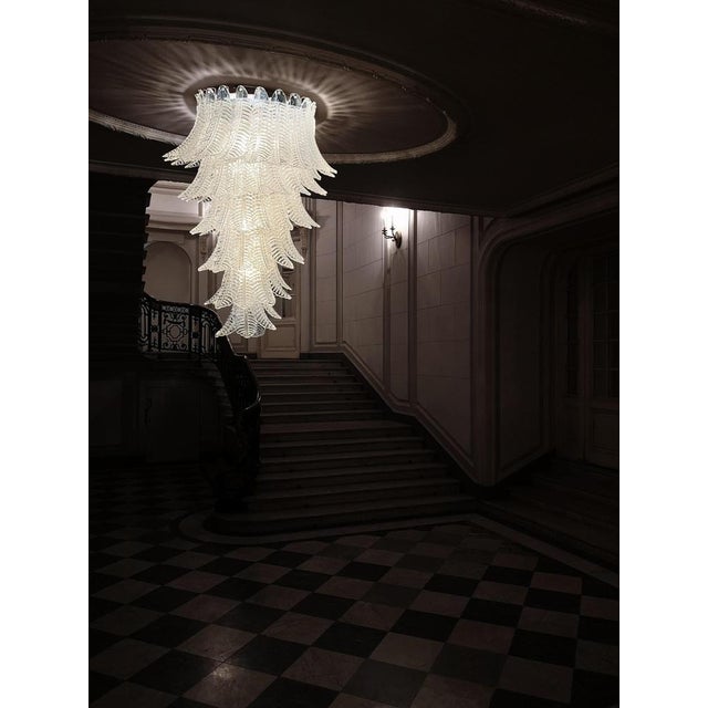 Large Italian Murano Felci Glass Spiral Chandelier with 83 Clear Glasses, 1990s For Sale - Image 8 of 14