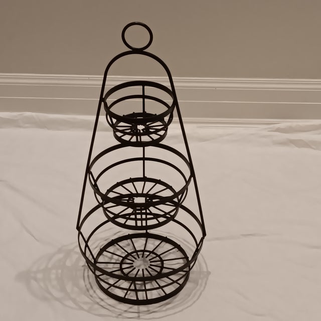 Large Vintage 3 Tier Wrought Iron Fruit/Food Holder/ Kitchen Stand. 12" w x 24" d x 27.5: h *Reasonable offers are highly...