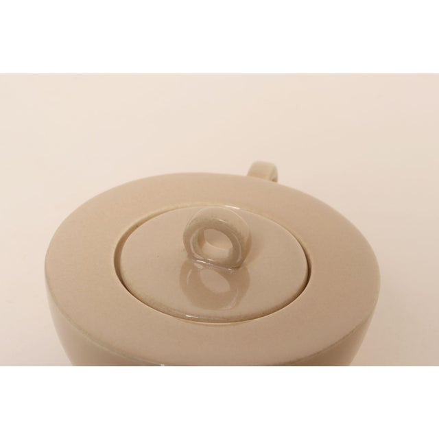 French Art Deco Taupe Ceramic Lidded Sugar Bowl by Jean Luce For Sale - Image 10 of 14
