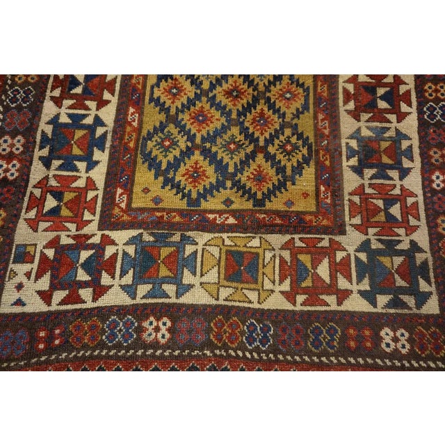 Saffron 1890s Yellow Diamond Antique Caucasian Talish Carpet 3'4" X 7'6" Knotted Wool Rug For Sale - Image 8 of 12