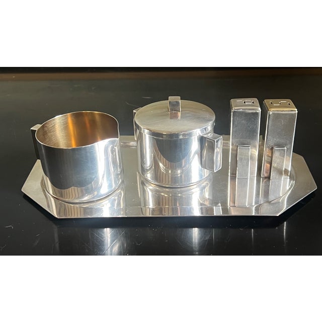 Merle D, Faber Quadruple Silver Plated Art Deco Skyscraper Design Five Piece Set For Sale - Image 16 of 16