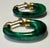 1970s 1970s Malachite and 14k Yellow Gold Elongated Hoop Earrings, a Pair - For Sale - Image 5 of 8