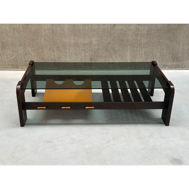 Mid-Century Modern Wenge Magazine Holder in Smoked Glass For Sale - Image 5 of 12