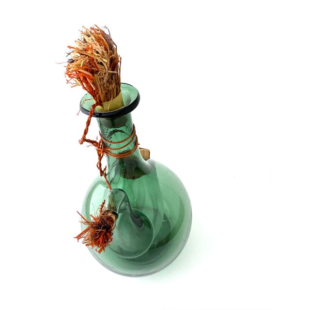 Vintage Italian Green Glass Wine Demijohn Decanter For Sale - Image 9 of 9
