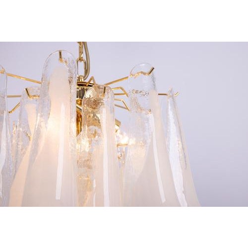 Metal Large Murano Glass Petals Chandelier, Italy, 1980s For Sale - Image 7 of 18