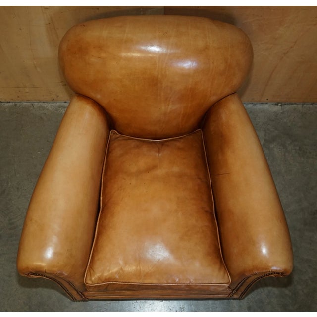 Comfortable Pair of Antique Chesterfield Victorian Brown Leather Club Armchairs For Sale In Dallas - Image 6 of 17