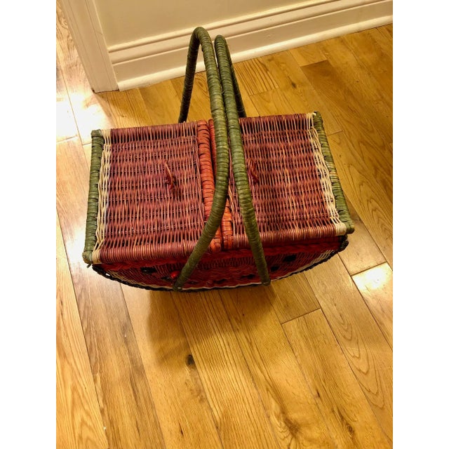 Vintage Watermelon Wicker Picnic Basket Chairish