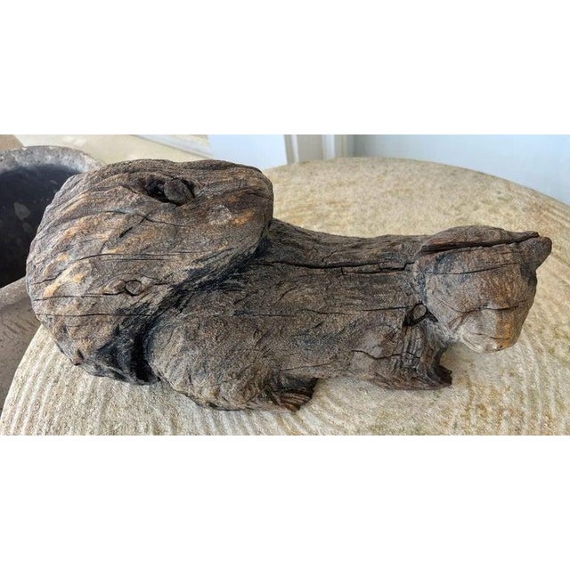 19th Century Hand Carved Wood Folk Art Squirrel Sculpture For Sale - Image 5 of 9