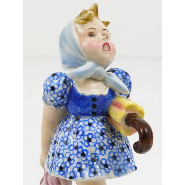 Austrian Figurine Girl with Umbrella by Goldscheider Vienna, 1930s For Sale - Image 10 of 11