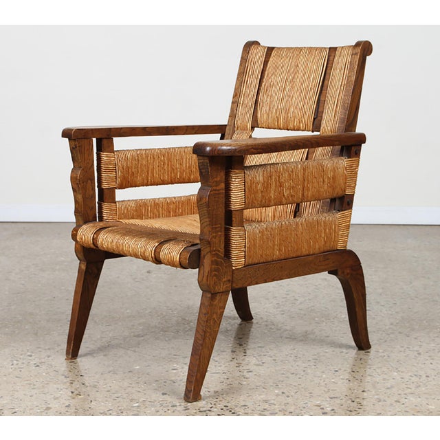 Bespoke Pair of Hand-Rushed Oak Lounge Chairs. They can be made with your choice of material, finish and size.