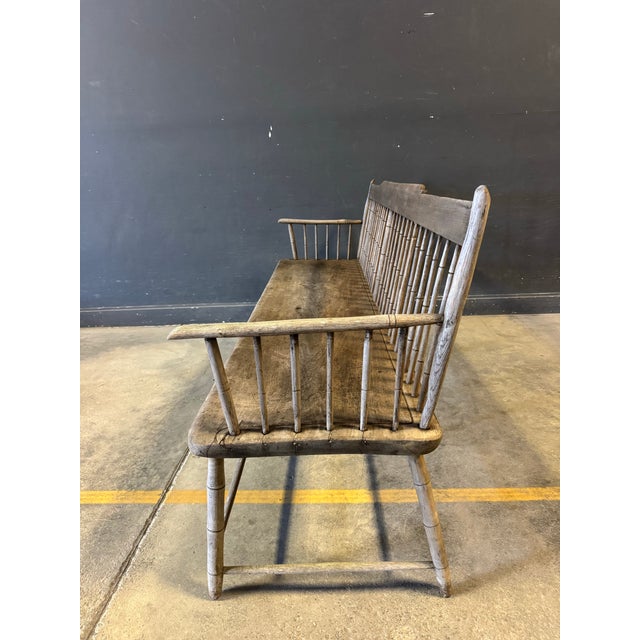 19th Century Spindleback Windsor Deacon's Bench For Sale - Image 4 of 10