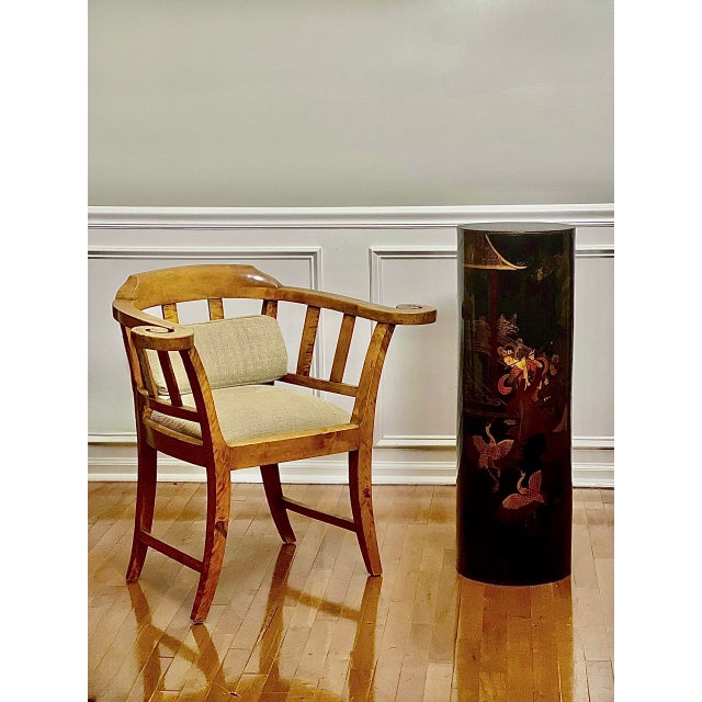 Vintage Chinese Black Lacquered Wood Pedestal For Sale - Image 9 of 9