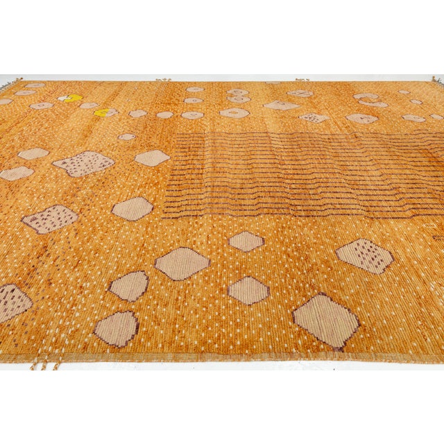 2020s Contemporary Moroccan Style Hand-Knotted Wool Area Rug in Amber & Terracotta For Sale - Image 5 of 12