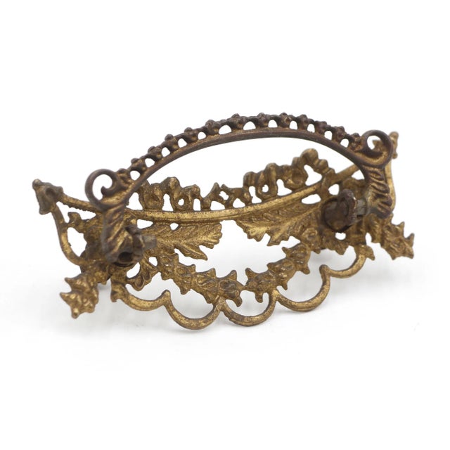 Mid 20th Century Pair of Vintage 5.125 In. Victorian Cut Out Brass Drawer Bail Pulls For Sale - Image 5 of 8