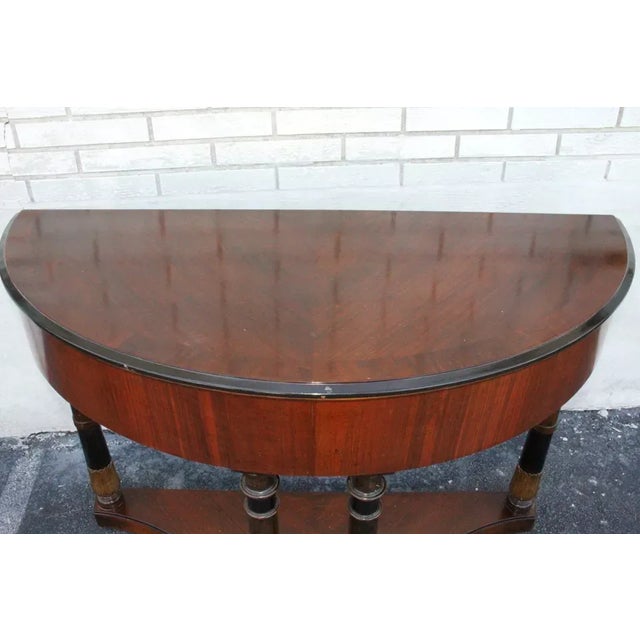 Shaw Furniture Company Early 20th Century Art Deco Walnut Console Table Signed by the Shaw Furniture, Co. Mass. For Sale - Image 4 of 9