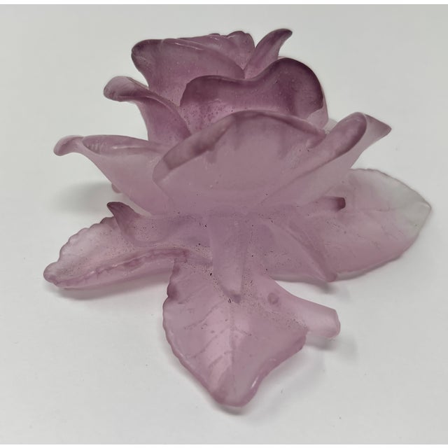 Glass Daum France Rose Passion Pâte De Verre Crystal Rose Paperweight, 1990s For Sale - Image 7 of 15