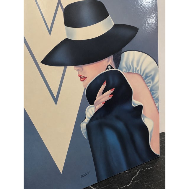 1980s Art Deco “Glam Girl” by Ferraro on Wood Panel For Sale - Image 5 of 10