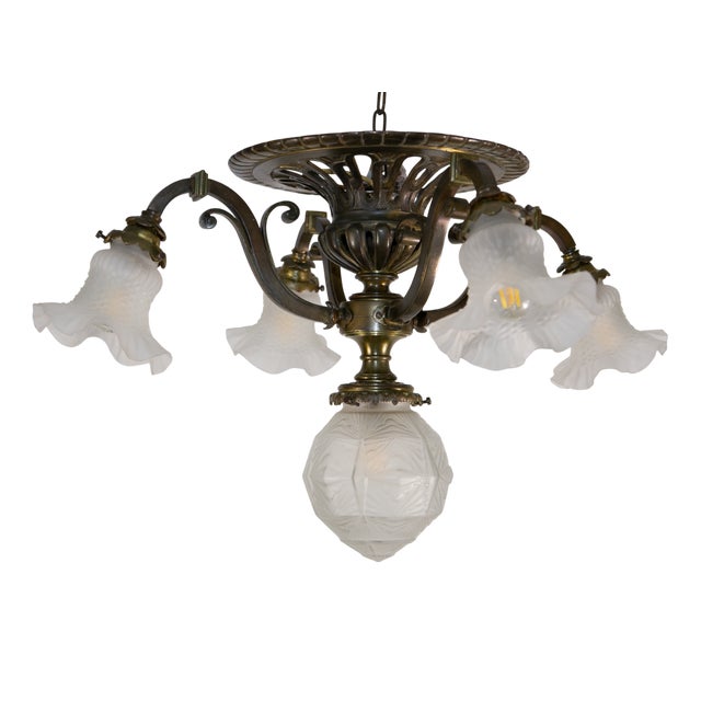 Bronze Ceiling Light, 1920s For Sale