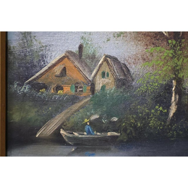 Beautiful Early 20th Century Oil on Canvas River Landscape Painting For Sale - Image 11 of 11