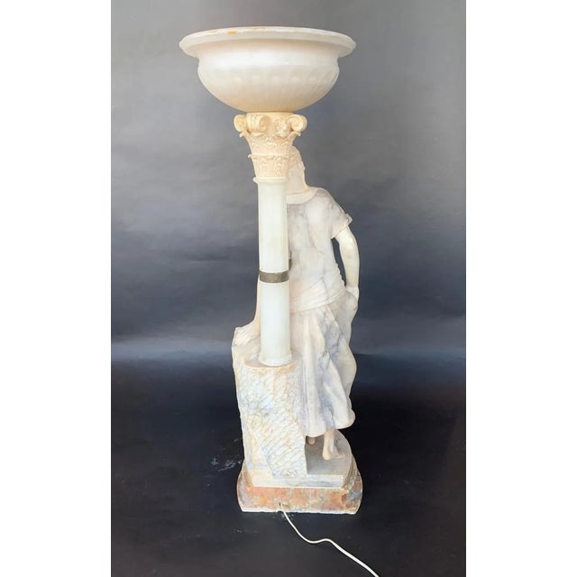 Stone Female Sculptural Torchère Lamp. Italy, Late 19th Century. For Sale - Image 7 of 10