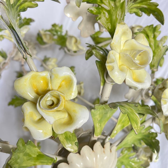 Mid Century Italian Tole Floral Chandelier For Sale - Image 4 of 8