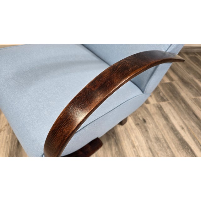 Blue Art Deco Lounge Chair by Jindrich Halabala, 1940s For Sale - Image 8 of 10