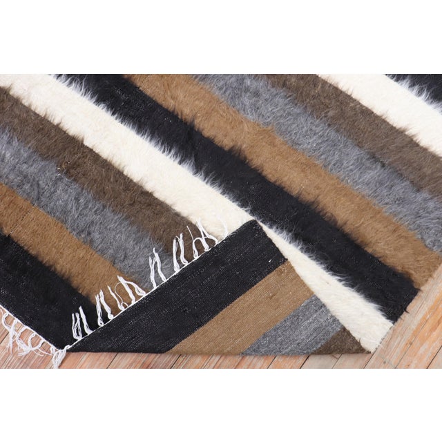 Early 21st Century Striped Turkish Mohair Rug - 5'3" x 6'7" For Sale - Image 18 of 18