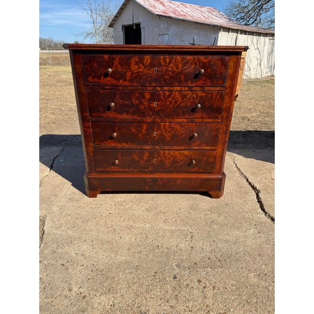 19th Century Louis Philippe Flam Mahogany Chest of Drawer / Commodes For Sale - Image 11 of 12