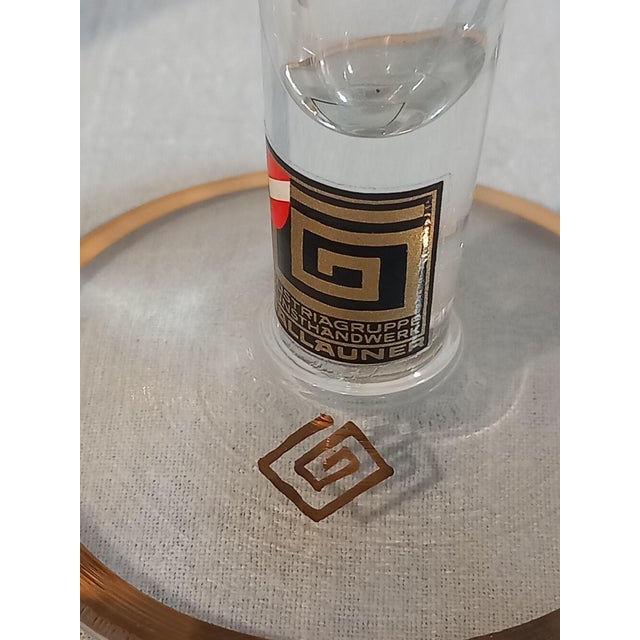 Vienna Secession Style Glassware with White Enamel Painting by Gruppe Kunsthandwerk Gallauner, Austria, Set of 6, in...