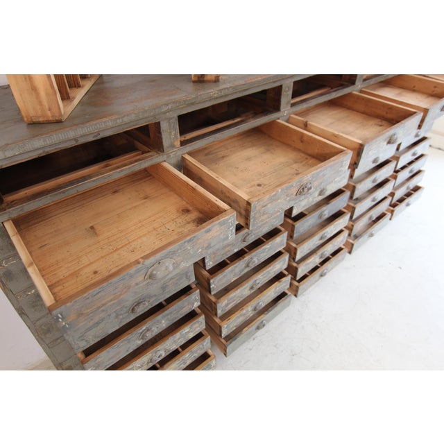 Large Original Painted Pine Workshop Drawer Cabinet, 1920s For Sale - Image 14 of 18