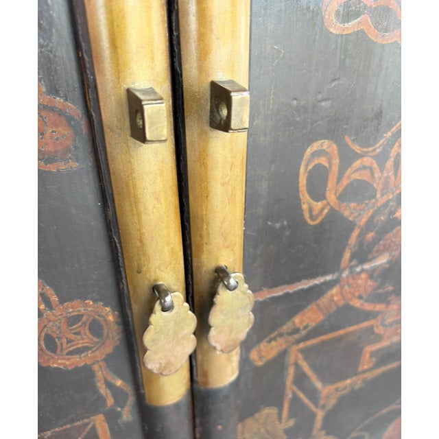 Vintage Asian Lacquered Scholar Cabinet For Sale - Image 9 of 17