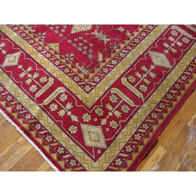 Indian Impressive Red and Yellow Color With Geometric Design Antique Indian Rug For Sale - Image 3 of 8