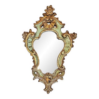 1970s Italian Rococo Painted Mirror For Sale