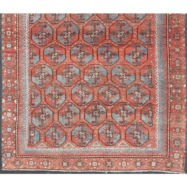 Tribal Antique East Turkistan Belouch Rug With Rich Red Lattice Design 5'10" X 8'10" For Sale - Image 3 of 11