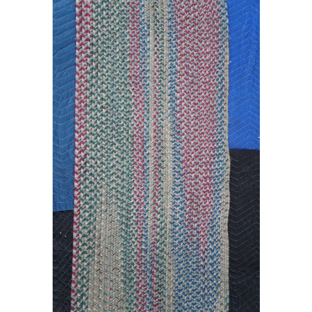 Vintage Woven Braided Geometric Oval Area Rug Runner Mat 84" For Sale - Image 6 of 14