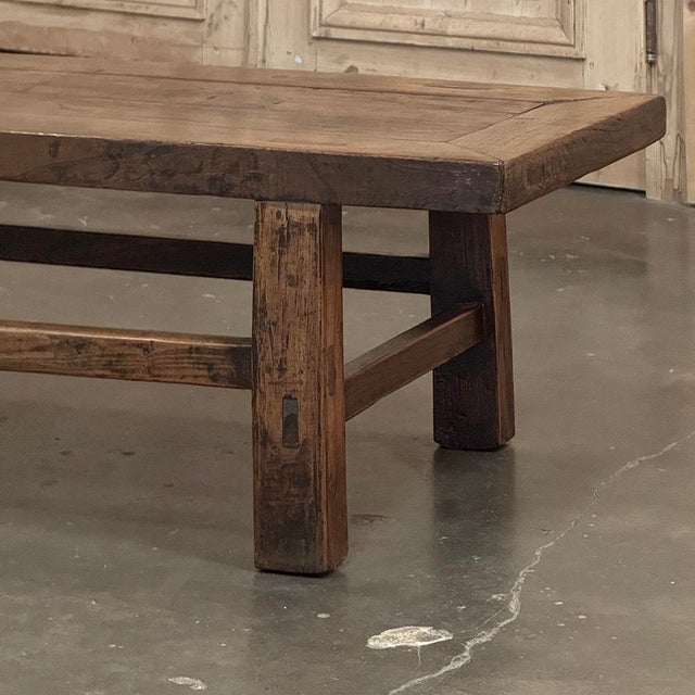 18th Century Country French Rustic Oak Coffee Table For Sale - Image 9 of 18