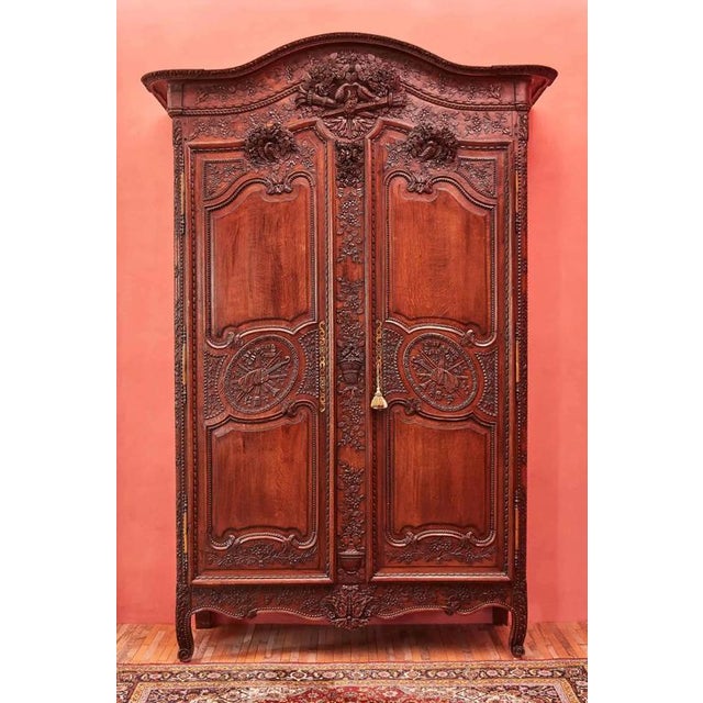 Wood 18th Century Wedding Cabinet with Musical Motifs For Sale - Image 7 of 14