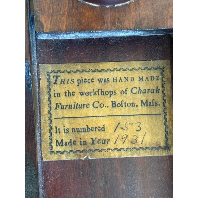 Wood 1931 Charak Furniture Co. Tilt Top Mahogany Table — Handmade, Numbered, Excellent Condition For Sale - Image 7 of 7