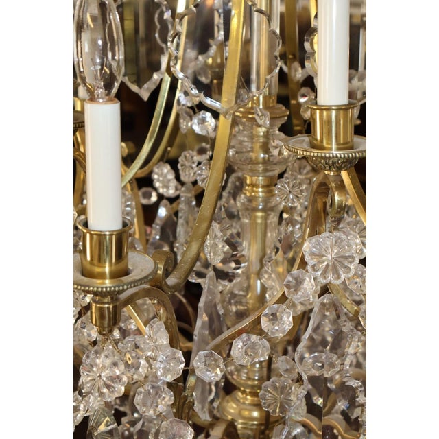 Late 19th Century French Louis XV Style Brass & Crystal 12 Light Cage Chandelier For Sale - Image 13 of 18