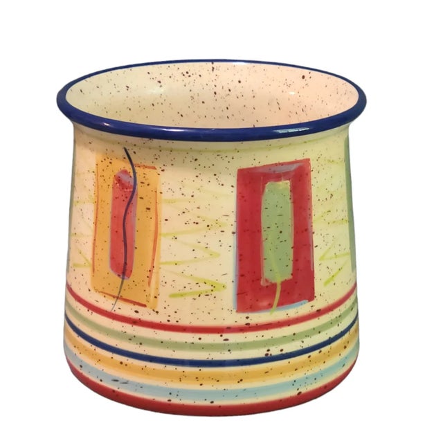 Late 20th Century Southwestern Pfaltzgraff Colorful Sedona Canister Vase Planter Bowl For Sale - Image 6 of 6