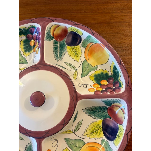 Late 20th Century Clay Art Serving Platter Veggies Chip Dip Tray For Sale - Image 4 of 7