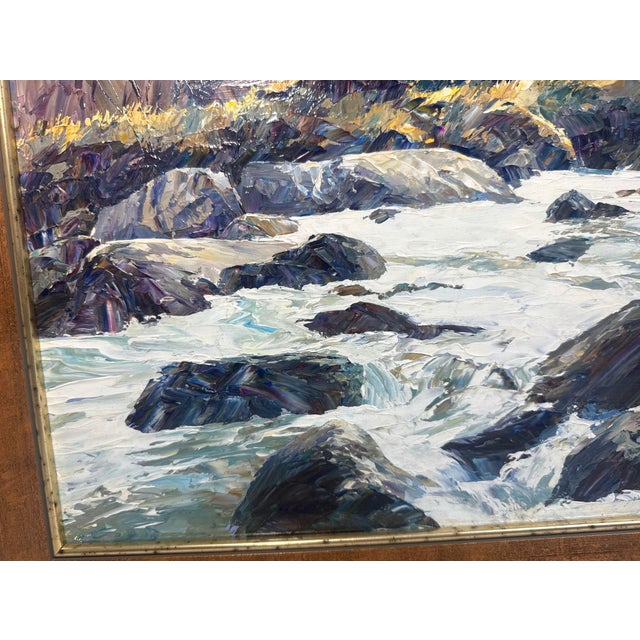 1990s Vintage Original Connie J Boswell 2side Oil Painting Landscape River Expressive Realism For Sale - Image 5 of 18