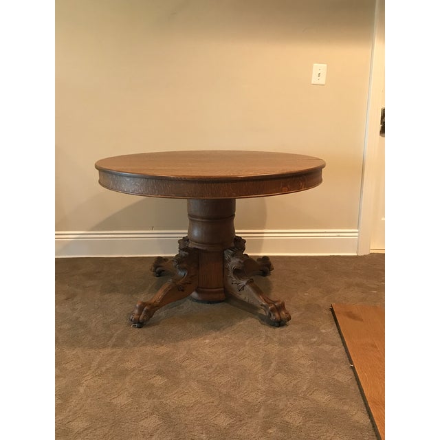 Antique Claw Foot Lions Head Tiger Oak Pedestal Table Chairish