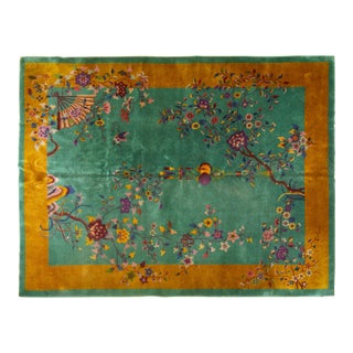 Antique Chinese Art Deco Hand Knotted Wool Rug, 8'9x11'6 For Sale