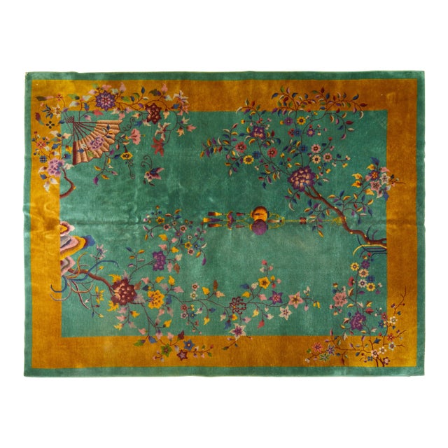 Antique Chinese Art Deco Hand Knotted Wool Rug, 8'9x11'6 For Sale