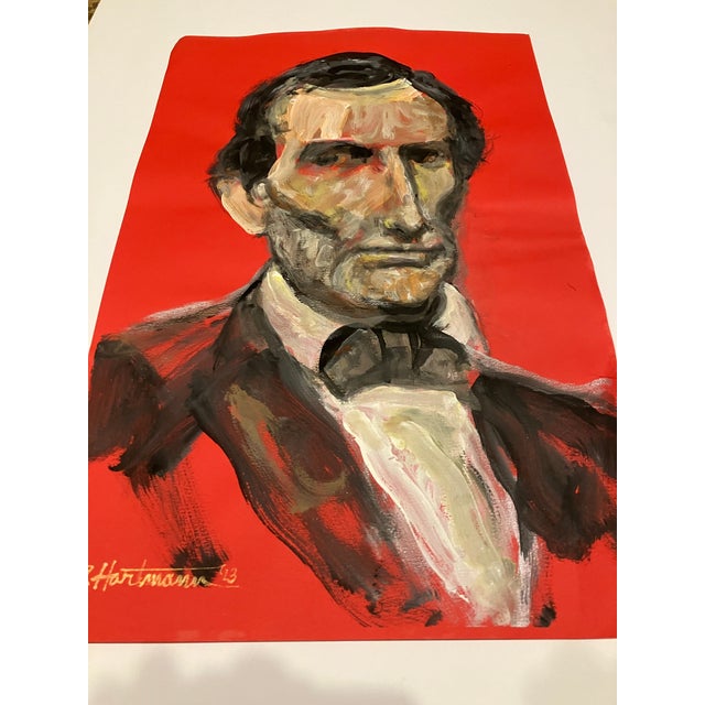 Contemporary Original E.J.Hartmann Abraham Lincoln Portrait Painting Signed For Sale - Image 4 of 4