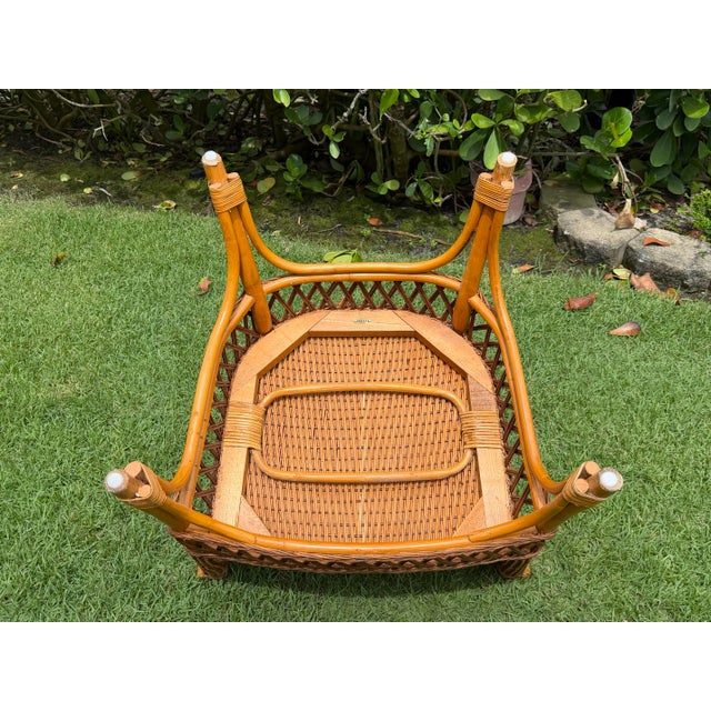 Vintage Palecek Wicker Dining Armchairs With Cushions – Set of 4 For Sale - Image 10 of 18