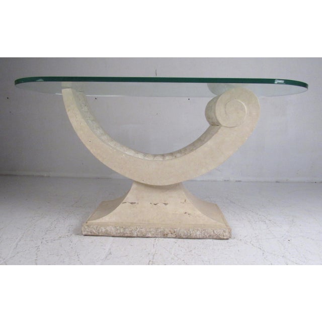 Contemporary Modern Faux Stone Hall Table Chairish