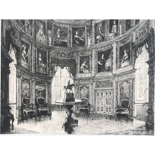 Mid 19th Century Antique French Etching Chateau Bussy Rabutin Portrait Room by Eugene Sadoux Paris France 1860 For Sale - Image 5 of 8